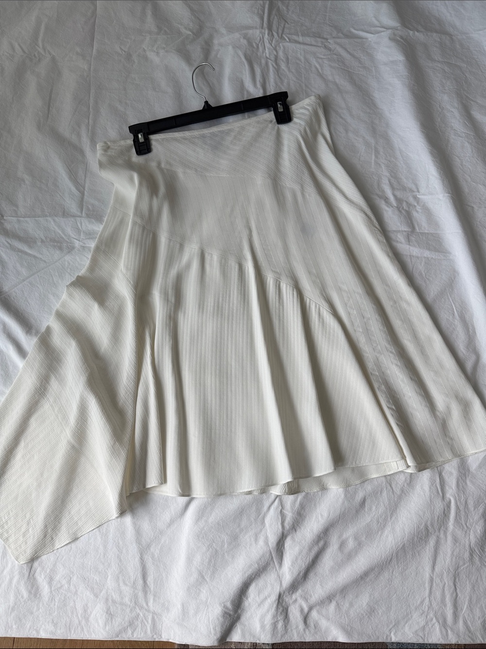 Women's White Asymmetric below the knee Skirt